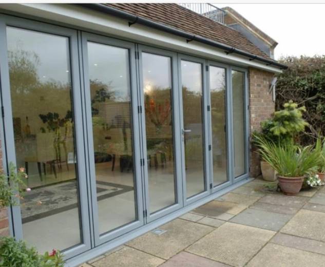 Grey bifold doors in Bricket Wood